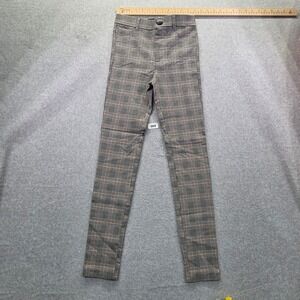 ZARA Womens Grey Glen Plaid Skinny Trousers High Rise Size XS 24